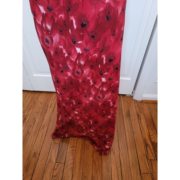 Vintage Y2k Red Floral Sheer Slip Maxi Skirt XL Whimsygoth Vampy 00s Goth Boho - Picture 7 of 8
